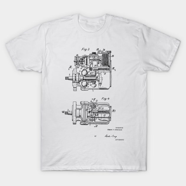 Control Mechanism for Adjusting the Fuel Engine Vintage Patent Hand Drawing T-Shirt by TheYoungDesigns